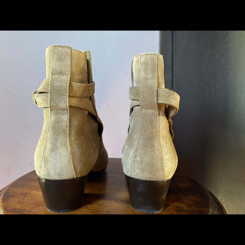 Saint Laurent Taupe Suede Ankle Boots with Buckle - Picture 6 of 11